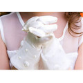 Blumenmädchen Satin Handschuhe Braut Hochzeit Satin Handschuhe Handgelenk Länge Spitze Handschuhe